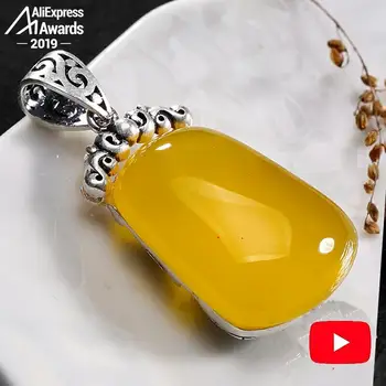 

S925 Sterling Silver Israel Amber Pedants Artisan Baltic Bird Phenix health rich lithuania Chalcedony Yellow