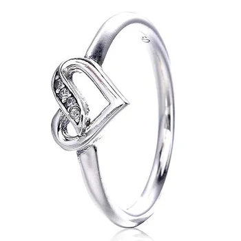 

Authentic 925 Sterling Silver Ring Ribbons of Love With Crystal Rings For Women Wedding Party Gift Fine Diy Jewelry