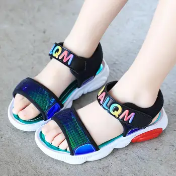 

Sequins Girls Sandals Summer Children's Sandals Princess's Color letter Shoes Soft open toe Kids Sandals For Girls Size 26-37