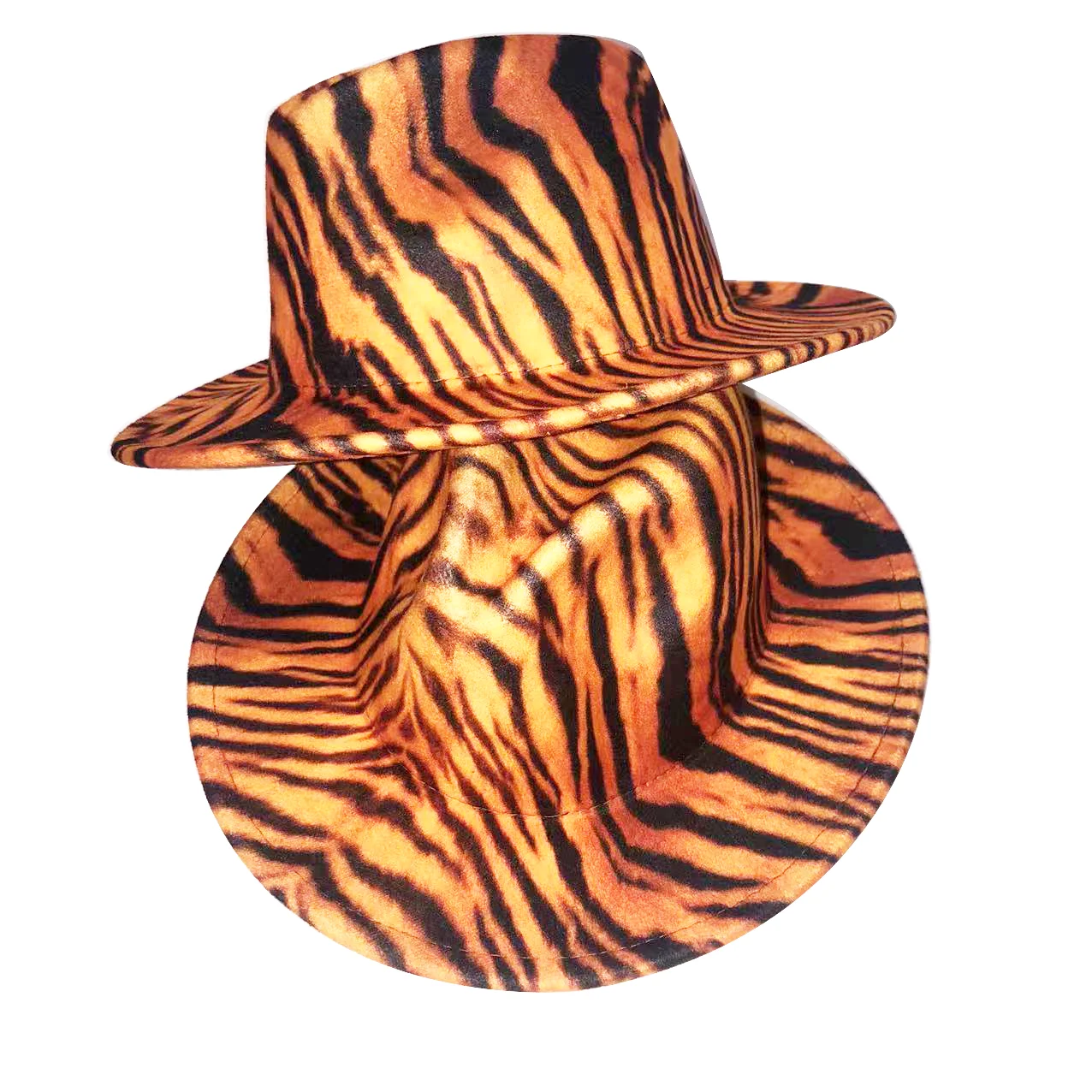 Fedora Hat Gold New Fedora Hat Animal Print Hat Gradient Color Tiger Print Hat Flat Head Cowboy