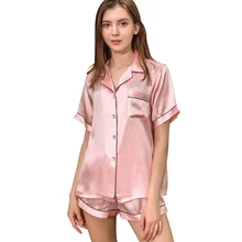 

2021 new hot pajamas for women pyjamas Simulated SILK PAJAMA suit short sleeve sleepwear two-piece silk housewea