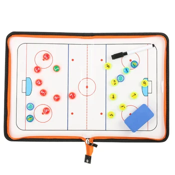 

Practical Ice Hockey Tactical Board Equipment Zippered PU Leather Magnetic Ball Clipboard Professional Foldable Training