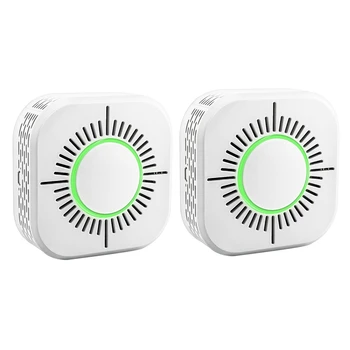 

2Pcs Smoke Detector for Smart Home Automation Wireless 433MHz Fire Safety Alarm Sensor C50W Wireless Smoke Fire Detector