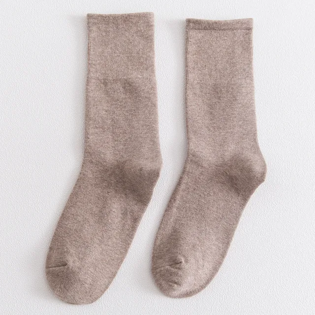 Solid color socks Ⅰ Middle tube Knitted Japanese Korea Loose Long Socks Women Pile Ins Soft Fashion girls Spring and Autumn Light coffee