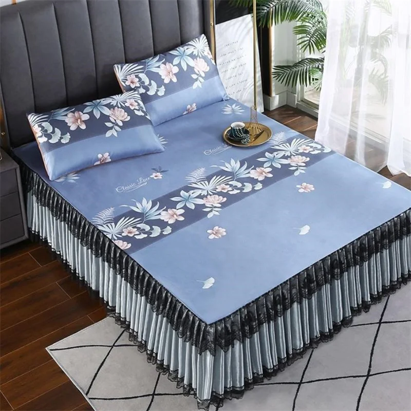 

Nordic Style Luxury Bed Skirt Home Textile Bedding Lace 3pcs/set(1Bed Skirt + 2pcs Pillowcase) Bed Sheet King/Quee Bed F0611