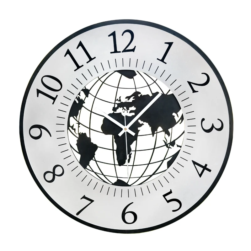 

Large Wall Clock Metal Living Room Creative Iron Art World Map Clock Mechanism Wall Home Decoration Duvar Saati Gift Ideas FZ573