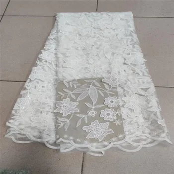 

New Sequins Lace Fabric white High Quality Latest Sequins African Lace Fabric Wedding French Tulle Lace Fabric Nigerican Wedding