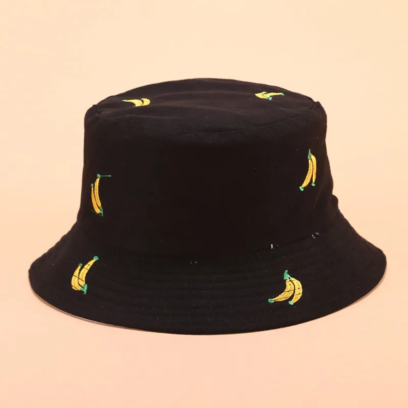 

Perimedes Solid Bucket Hats foldable Sewing Fisherman Hat Banana print Summer Hat for Women casual unisex Hat chapeu feminino