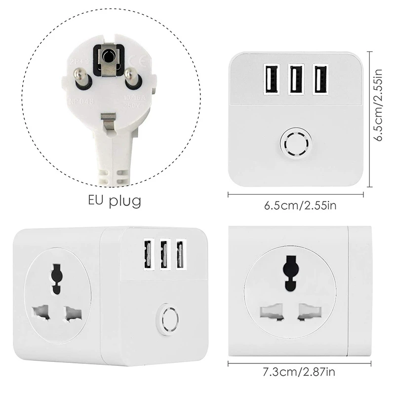 3318 Европа Путешествия мощность для Cube удлинитель 4 розетки 3 USB зарядки порты Защита от перенапряжения с 2 м код расширения