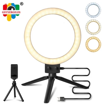 

9'' LED Ring Light Youtube Vlogger Ring Supplementary Makeup Lamp Dimmable Portable Photography Video Lighting with Phone Holder