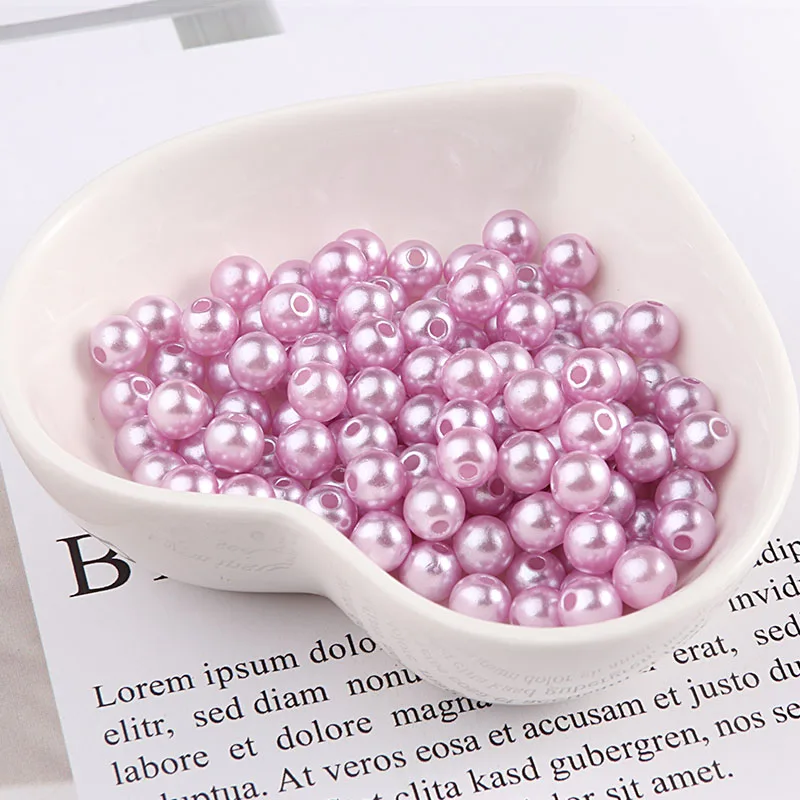 light purple Искусственные круглые бусы одежда с жемчугом и с отверстиями для DIY Искусство Цепочки и ожерелья Модные украшения для изготовления аксессуаров 3/4/5/6/8 мм - Цвет: light purple