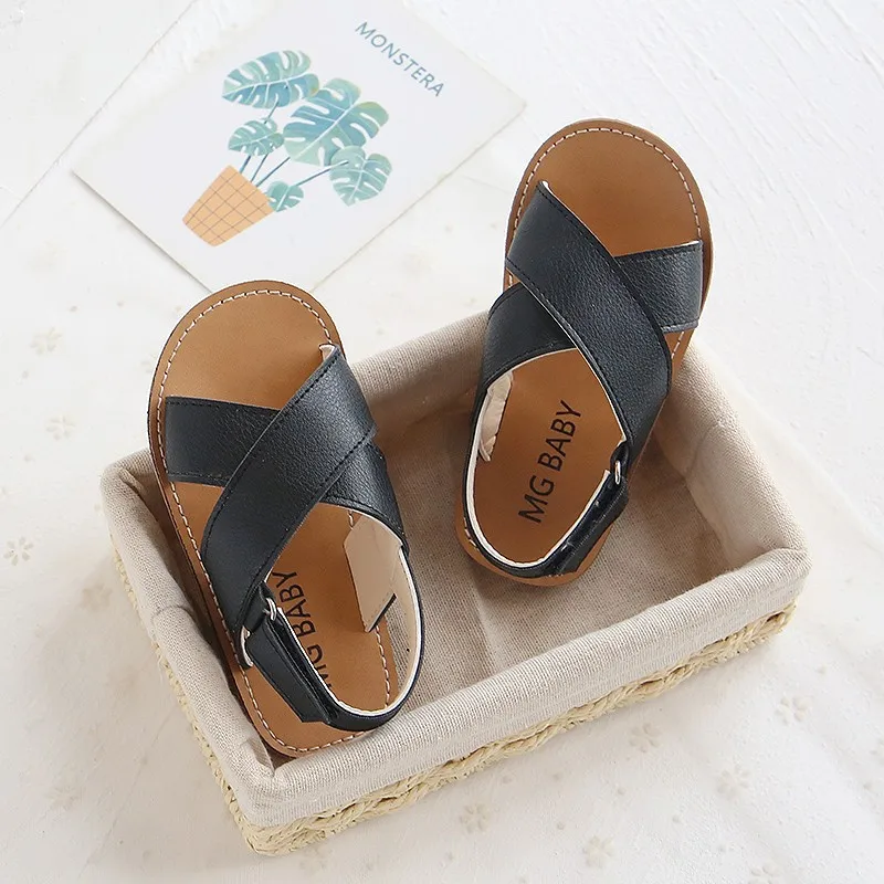 ULKNN Boys sandals summer new leather waterproof children's beach shoes baby sandals Girls beach shoes 1-3-7 years old kids