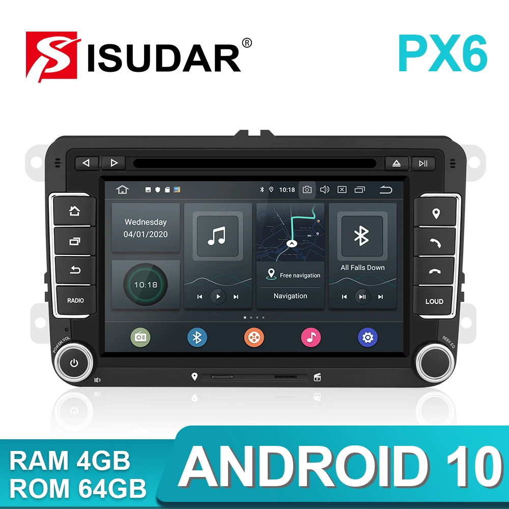 Isudar Автомобильный мультимедийный плеер Android 9 gps 2 Din для VW/Golf/Tiguan/Skoda/Fabia/Rapid/Seat/Leon