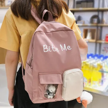 

LENLEI Women Transparent Cute Backpack Nylon Jelly Student School Bag Kawaii Lady Clear Print Backpack Girl Fashion New Female