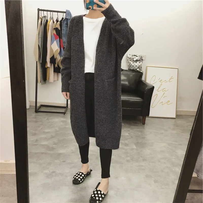 Океанlove однотонные теплые свободные женские модные свитера Осень Зима V шеи Chaqueta Mujer длинный рукав Корейская верхняя одежда 12800