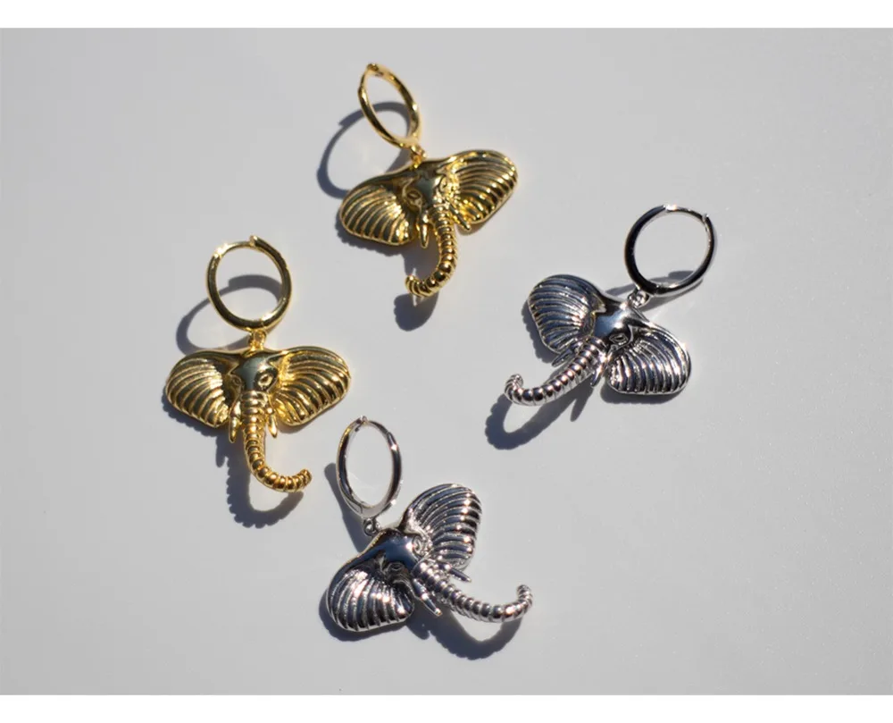 Серьги из стерлингового серебра 925 пробы, модные, милые, Преувеличенные, с слоном, короткие серьги-капли, кольцо для ушей, индивидуальный тренд, женские серьги jewe