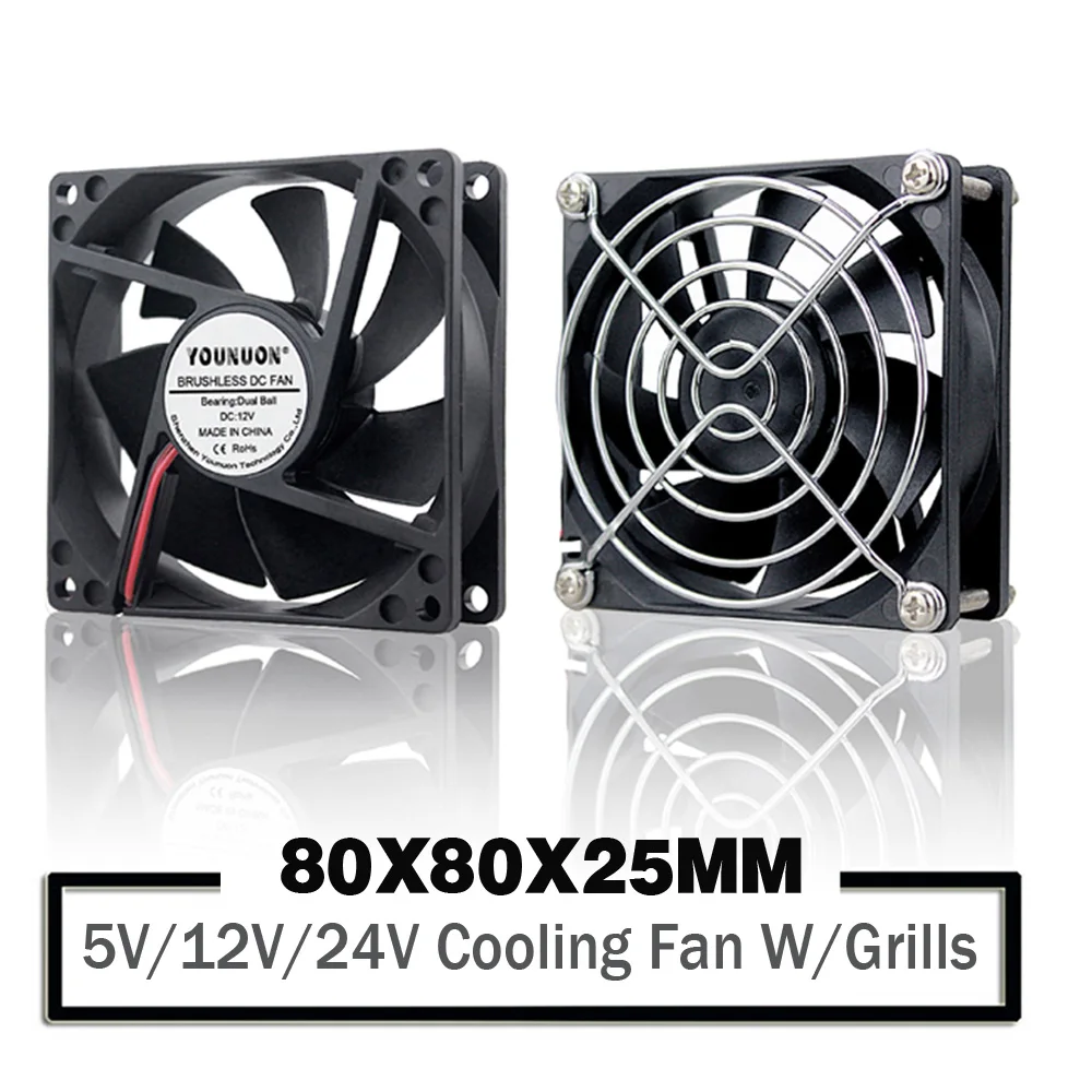 Brushless Cooling Fan para pc Case Dual Ball Bearing Radiator Ventiladores Mais Gelados Manga Bola Dupla dc 5v 12v 24v 80 mm 8025 80x80x25 mm