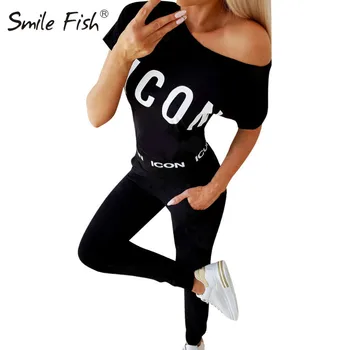 

2020 Women Sets Jogging Sports Summer Letters Printed Two Pieces Sets Long Pants Leisure Top Tees Pockets Tracksuits Pink G1567