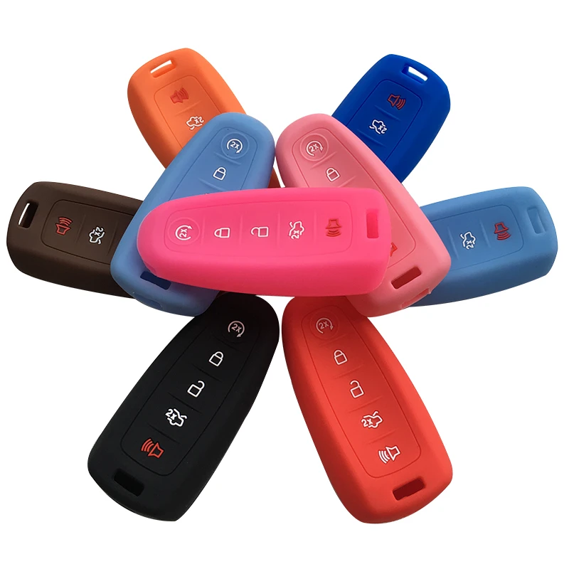 

Rubber Key Fob Cover Case For Ford Escape Explorer Edge Flex Focus Taurus Lincoln Mks Mustang Silica Gel Flip Key Cover Cap