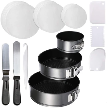 

4Inch/7Inch/9Inch Cake Pan Detachable Bakeware Round Baking Pans with Paper Spatula and Scraper for Baking