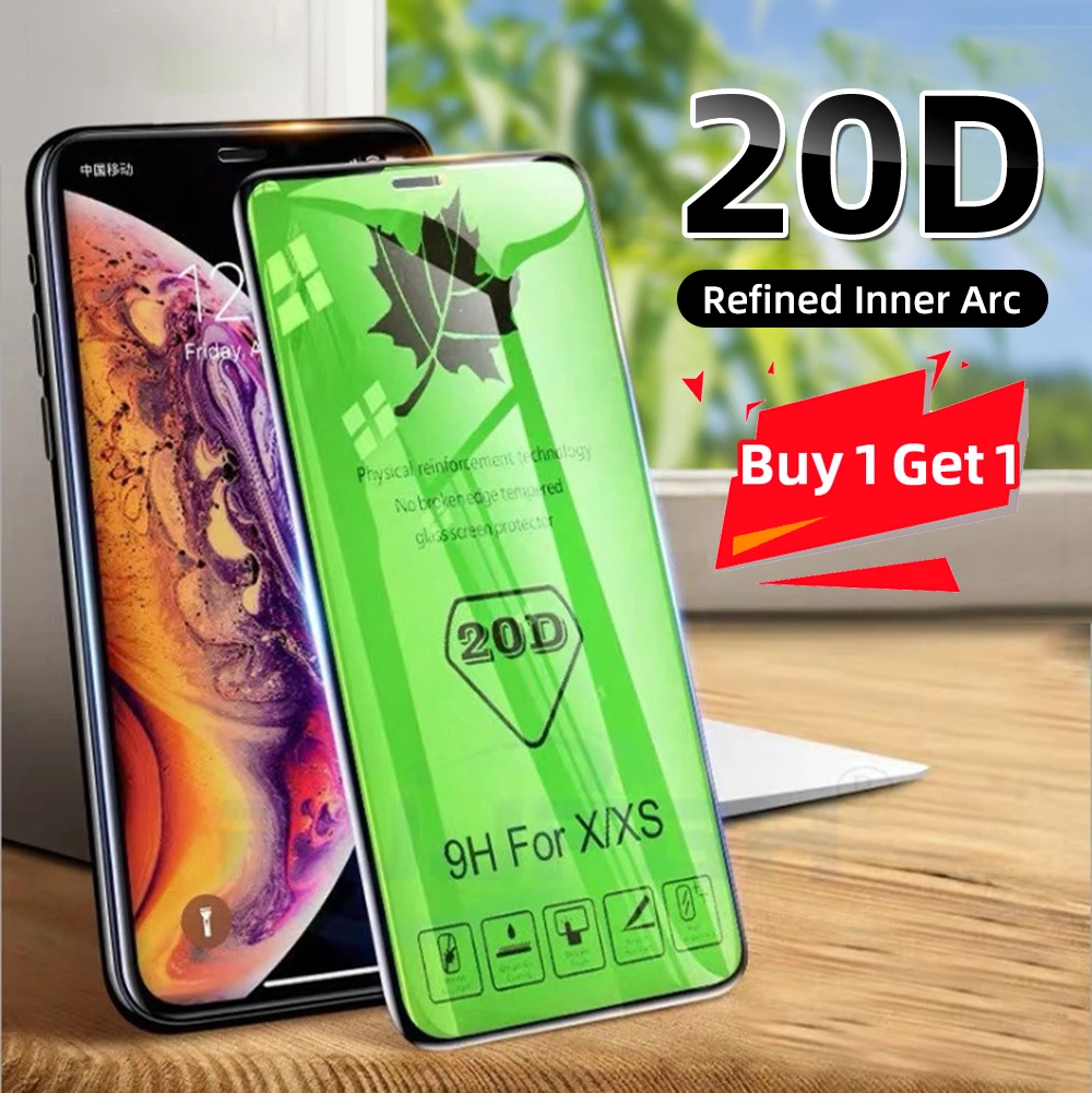 Защитное закаленное стекло 20D для iPhone SE 2020 11 Pro Max XR XS 8 7 Plus 6S|Защитные стёкла и