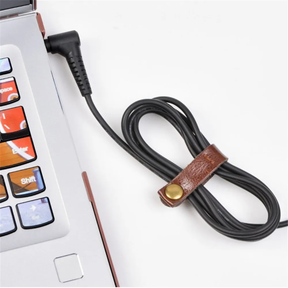 2pcs/lot Genuine Leather Cable Winder Wrapped Cord Data Line Earphone Protector Cable Clip Holder Wrap Wire Organizer
