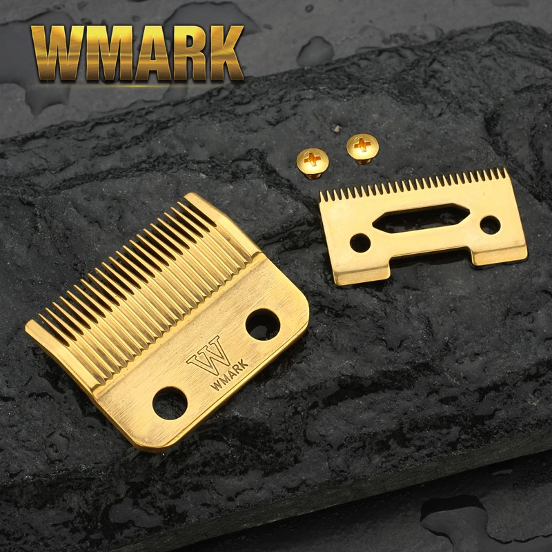 WMARK лезвия профессиональная аккумуляторная машинка для стрижки волос лезвие Высококачественная карбоновая сталь машинка для стрижки аксессуары золотистого цвета для выбора Золотой винты