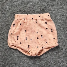 Cute Newborn Toddler Kids Baby Boy Girl Cotton Linen Printed Skin Affinity Shorts Infant Diaper Cover Panties 0-5T