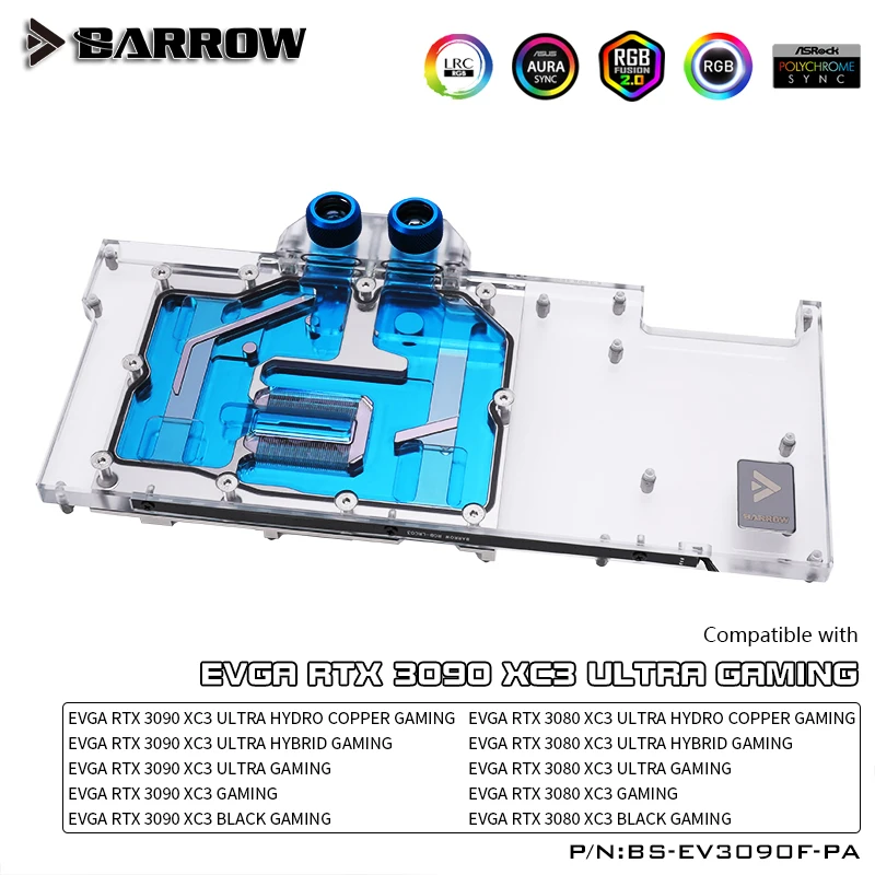 Barrow Rtx 3090 3080 Gpu Water Cooling Block For Evga 3090 Ftw3, Full