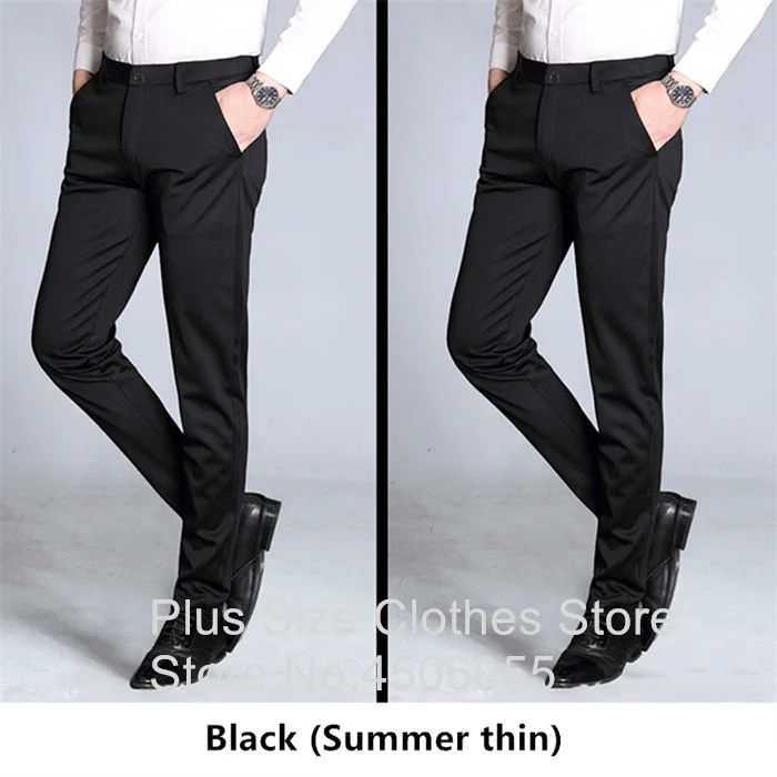 Calça extra-longa masculina, alta, formal, reta, preta,