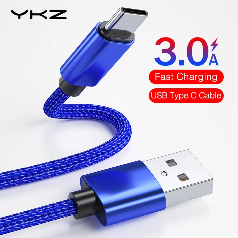 

YKZ USB Type C Cable For Samsung Xiaomi Huawei Oneplus Fast Charging Wire Cord USB Type-C Cable Charger Mobile Phone USBC Cable