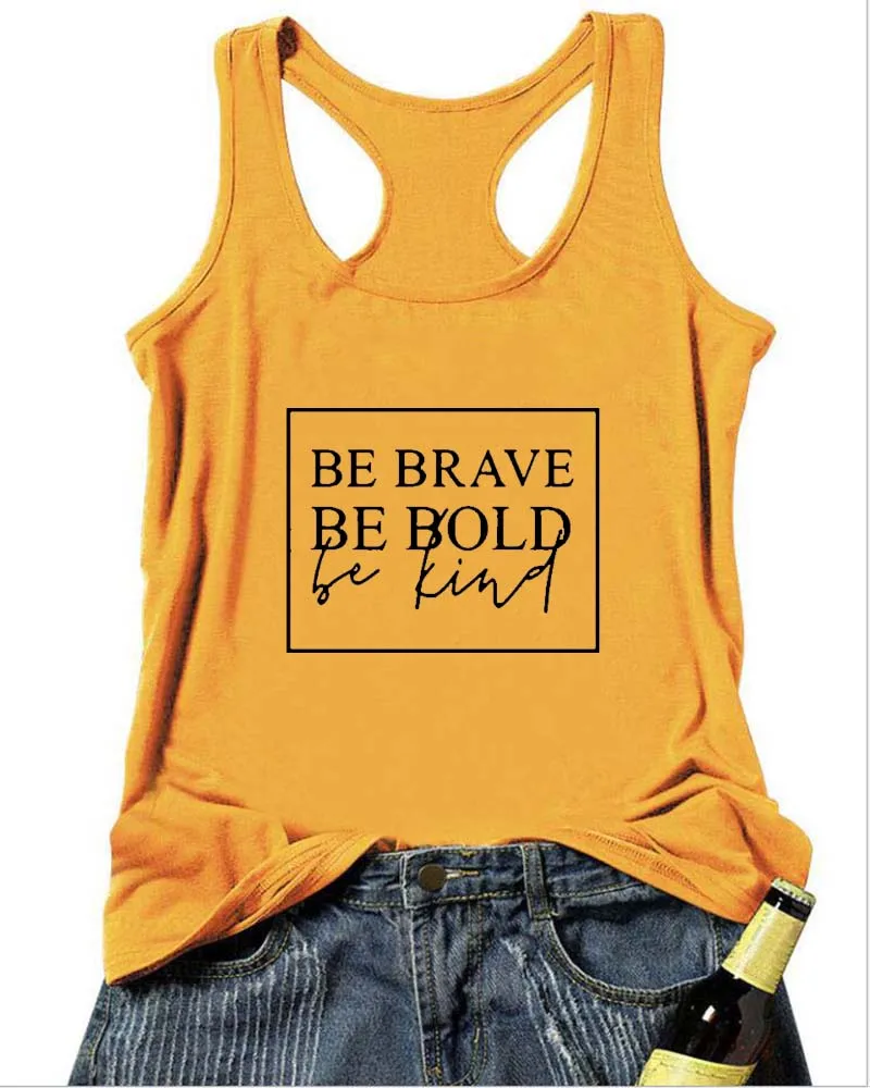 yellow-black text Жилет BE BRAVE BE BLOD BE kind, летний женский христианский топ на бретелях, подарок для мамы, одежда, вдохновляющая рубашка - Цвет: yellow-black text