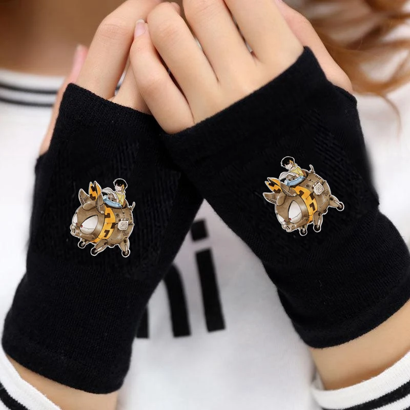 

Anime Ranma ½ Gloves Warm Winter Fingerless Cartoon Half Finger Knitted Black Warm Thick Gloves Costumes Accessories