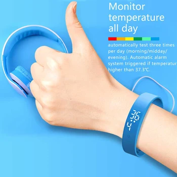 

Temperature Measuring Smart Bracelet Fever Monitor Health Fitness Smart watch LED Display Digital Watch for Men Women Kids
