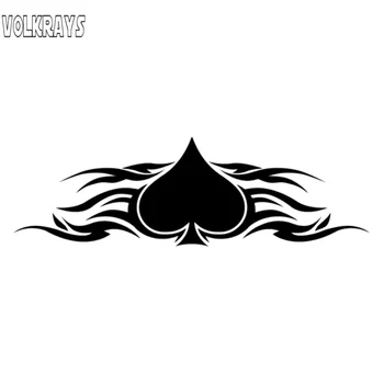 

Volkrays Fashion Car Sticker Ace of Spades Tribal Card Accessories Reflective Waterproof Vinyl Decal Black/Silver,4cm*16cm