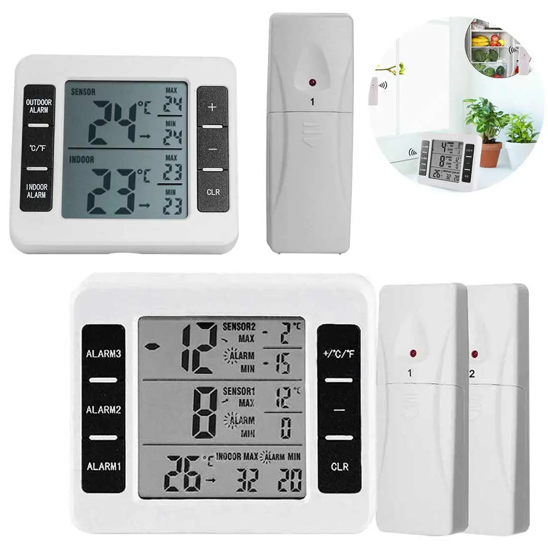 

Digital Thermometer Temperature Meter Weather Station Tester + Wireless Outdoor Transmitter 0-60C with C/F Max Min Value Display