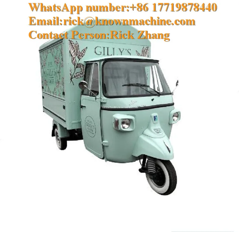 Street foodtruck ape classic electric food truck/cart trailer for sale USA UK Philippines with free shipping by sea