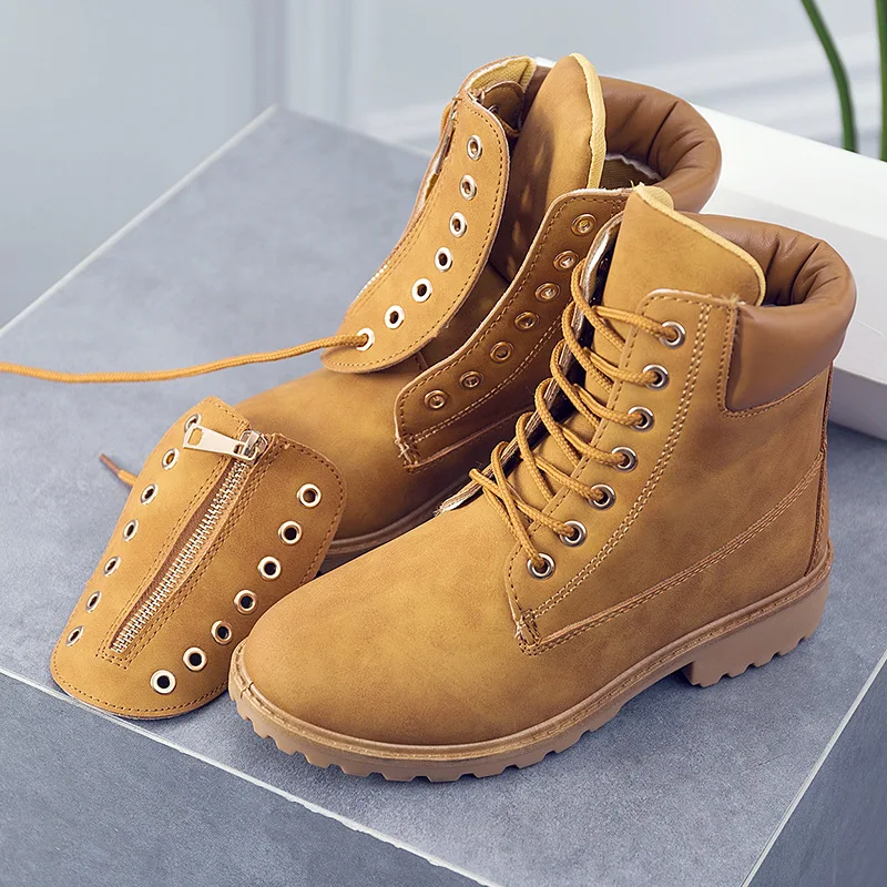 2020 Autumn/ Winter Ankle Boots Martin Boots Women Wear Lace Up Short Boots Women's Casual Flat Bottomed Work Wear Women's Boots