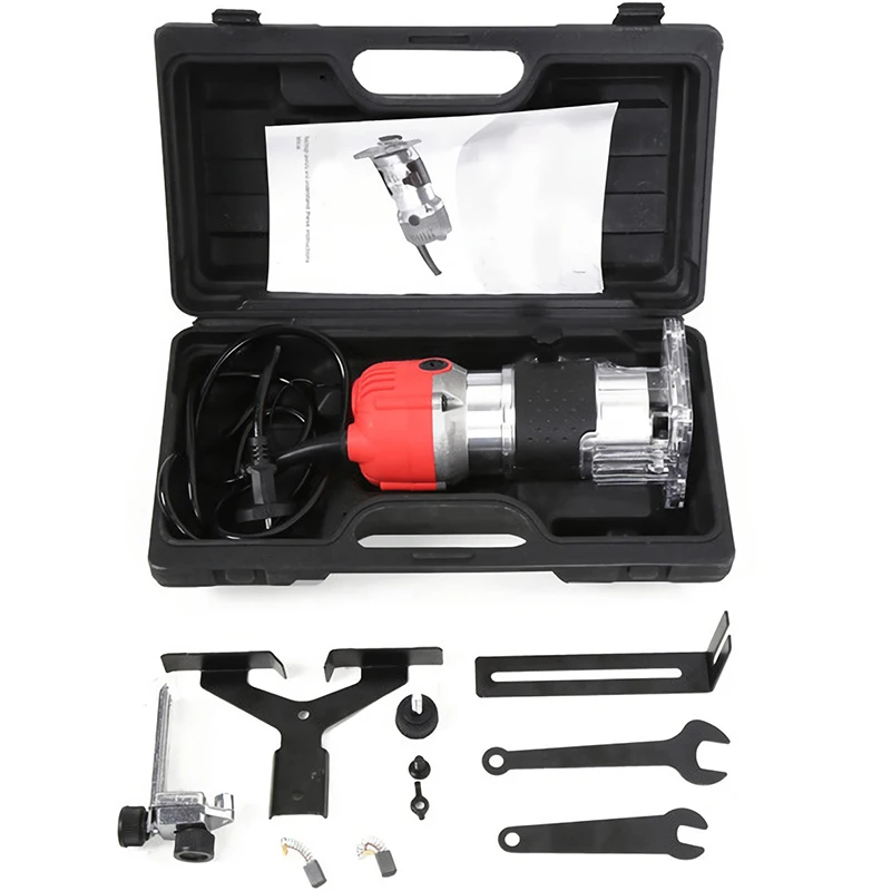 

220V 800W 30000Rp Woodworking Electric Trimmer Wood Milling Engraving Slotting Trimming Machine Hand Carving Wood Router(Eu Plug