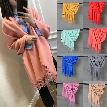 

Women Large Soft Scarf Pashmina Shawls Wraps with Tassel for Autumn Spring FS99