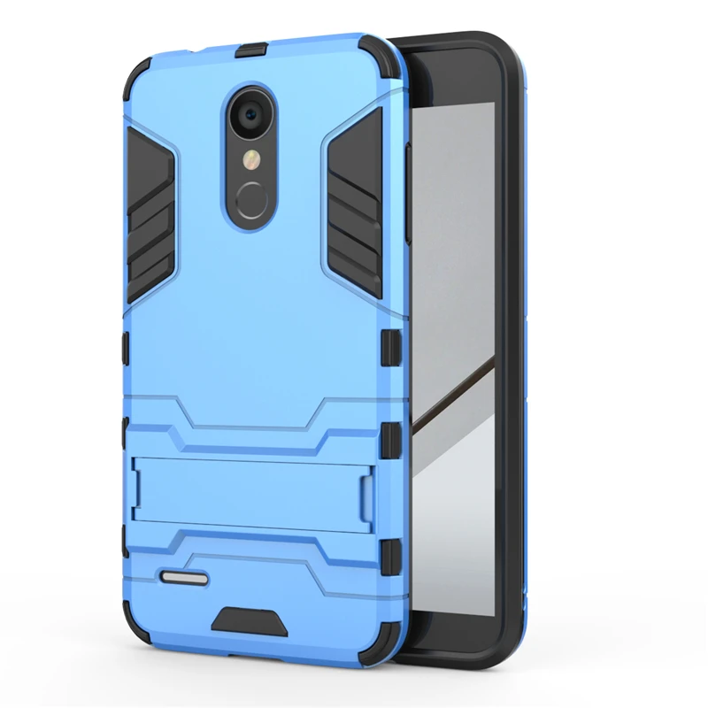 Blue Защитный противоударный жесткий чехол yuhashi с подставкой для LG K8, защитный чехол с держателем для телефона, чехол для LG K8, чехол-бампер - Цвет: Blue
