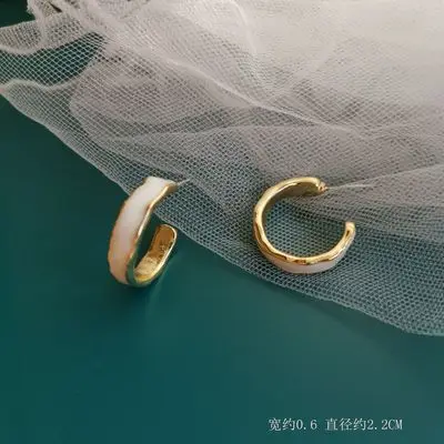 F HUANZHI белые геометрические круглые квадратные неправильные полые перламутровые звездное небо Калла Лилия эмалевые серьги для женщин девушек - Окраска металла: F