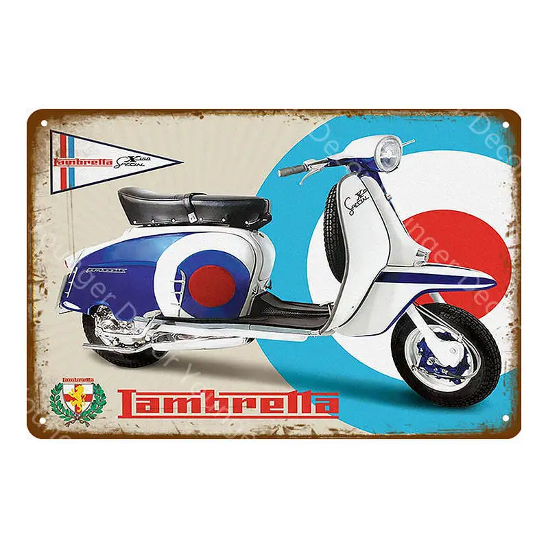 Это мод вещь металлическая вывеска итальянский скутер Vespa Lambretta ВИНТАЖНЫЙ ПЛАКАТ классический электромобиль стикер на стену автомобиль гараж - Цвет: YD9348E