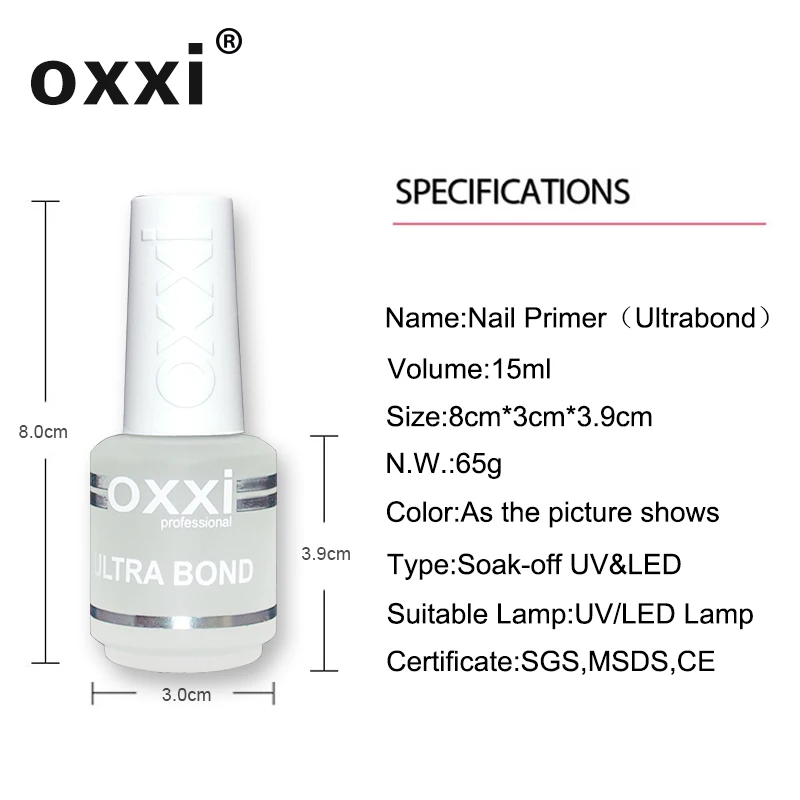 oxxi New 15ml Acid-free Primer For Nails Desiccant Hybrid Varnish Permanent Nail Polish Degreasing Base Coat Manicure Set of Gel 2