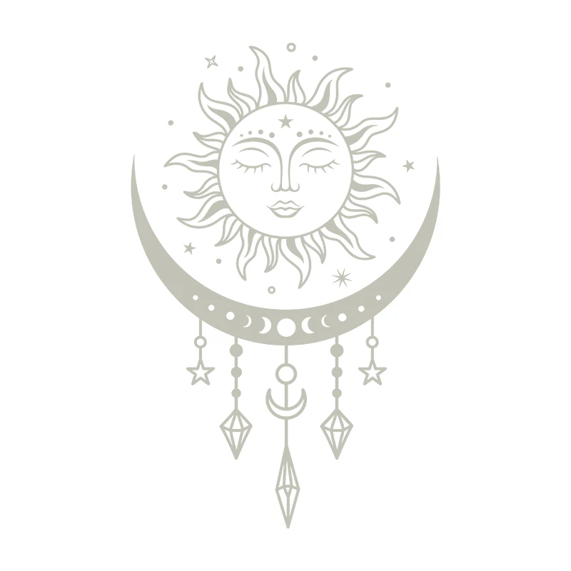 Celestial Boho Mystical Magic Wall Decals - Sun and Moon Vinyl Art Stickers