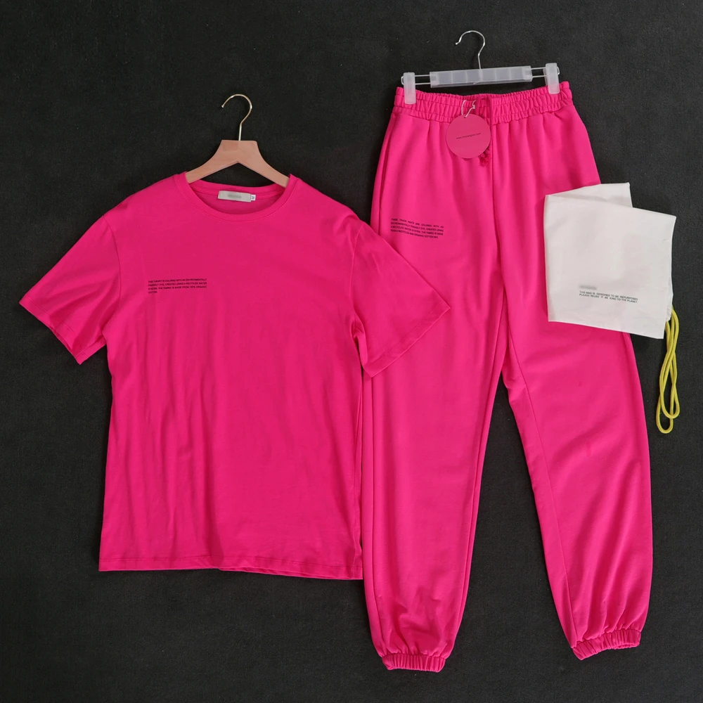 ladies suits for weddings Oversized T Shirt Sweatpants Two Piece Set Women Short Sleeve Plus Size Tops And Joggers Sports Pants Tracksuit Female Trousers tweed two piece set