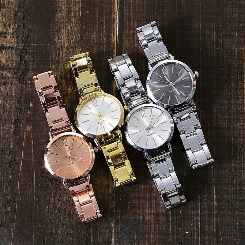 Часы Женское платье браслет из нержавеющей стали аналоговые кварцевые наручные часы модные роскошные женские золотые часы из розового золота аналоговые часы# A