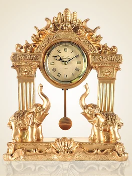 

European Style Living Room Clock Elephant Clock Lucky Town House Decoration Retro Fashion Creative Large Desktop Retro clock
