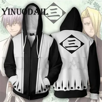 

Men and Women Zip Up Hoodies Anime Bleach Hoodie Ichimaru Gin Squad 3 Captain 3d Sweatshirt Cosplay Costumes Harajuku Streetwear
