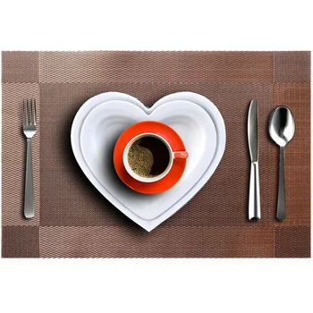 

Placemat,Crossweave Woven Vinyl Non-Slip Insulation Placemat Washable Table Mats(Brown,4Pcs Placemats)